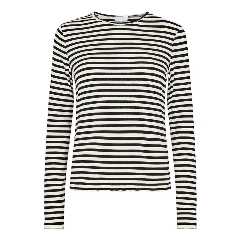 Ika Long-Sleeve Blouse In Off-White And Black 1