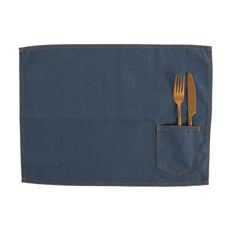 Indigo American-Style Placemat With Integrated Cutlery Pocket – 45×33 Cm 1