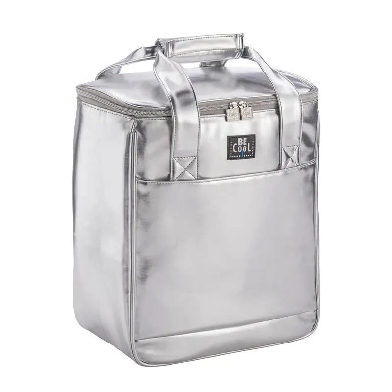 Insulated 6-Bottle Wine Cooler Bag "Fun" – Silver Finish, 30×18×35Cm 1