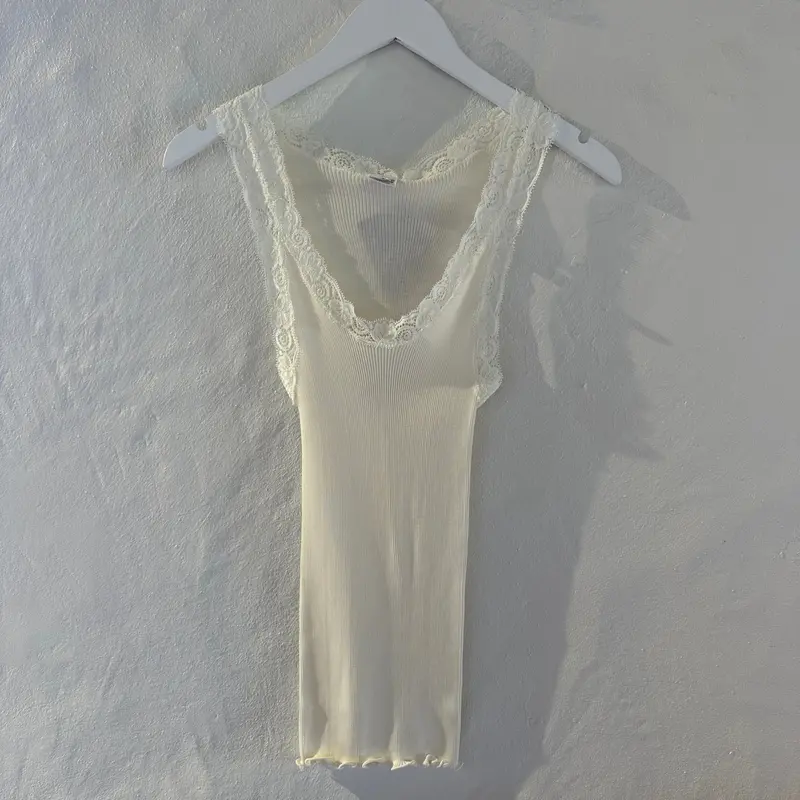 Ivory Wool-And-Silk Ribbed Tank Top (Style 3410) 1
