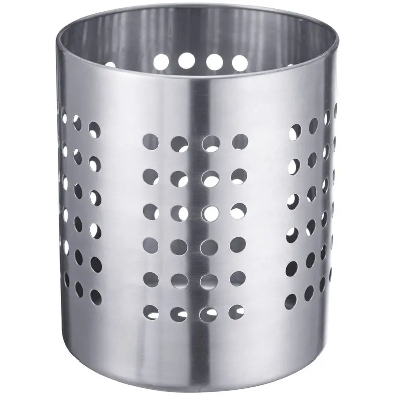 Large Round Cutlery Holder – Stainless Steel, Ø12 X 14.5 Cm 1