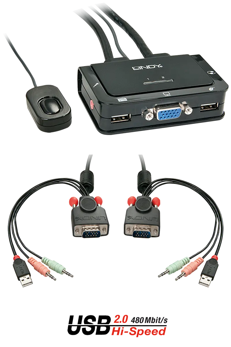Lindy 42342 2-Port Vga, Usb 2.0 & Audio Kvm Switch 1