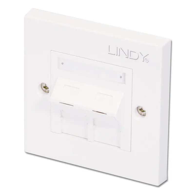 Lindy Cat5E Dual-Angle Wall Plate With Shuttered Rj-45 Sockets – Model 60569 1