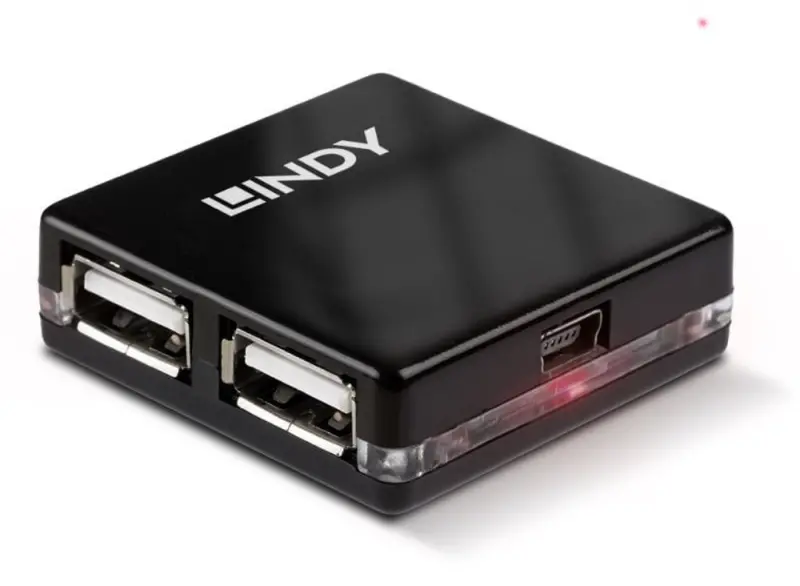Lindy Compact Usb 2.0 Mini Hub — Space-Saving 4-Port Travel Adapter | Model 42742 1