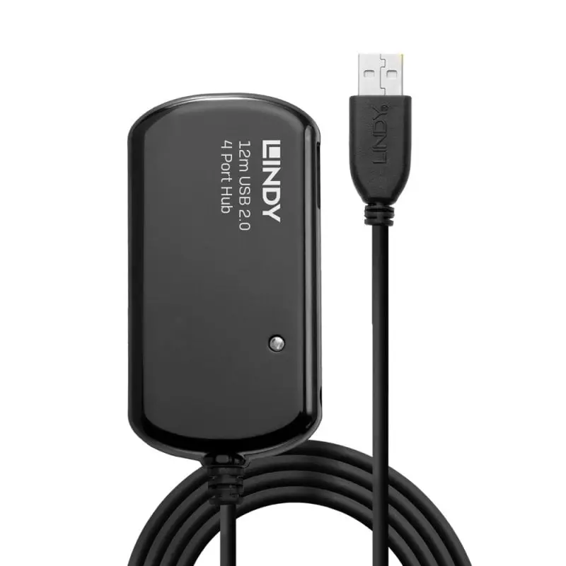Lindy Usb 2.0 Active Extension Hub — 12M Distance Support, 4-Port Pro Series | Model 42783 1