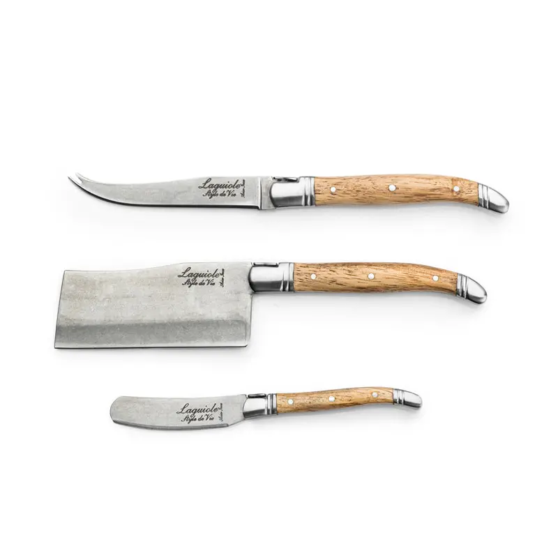 Luxury Line Oak Stonewash Cheese Knife Set – 3-Piece Assorted Sizes (6.5 / 9.5 / 10 Cm) 2