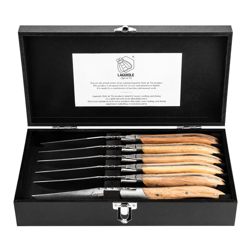 Luxury Line Oak Stonewash Steak Knife Set – 6-Piece, 10.5 Cm 1