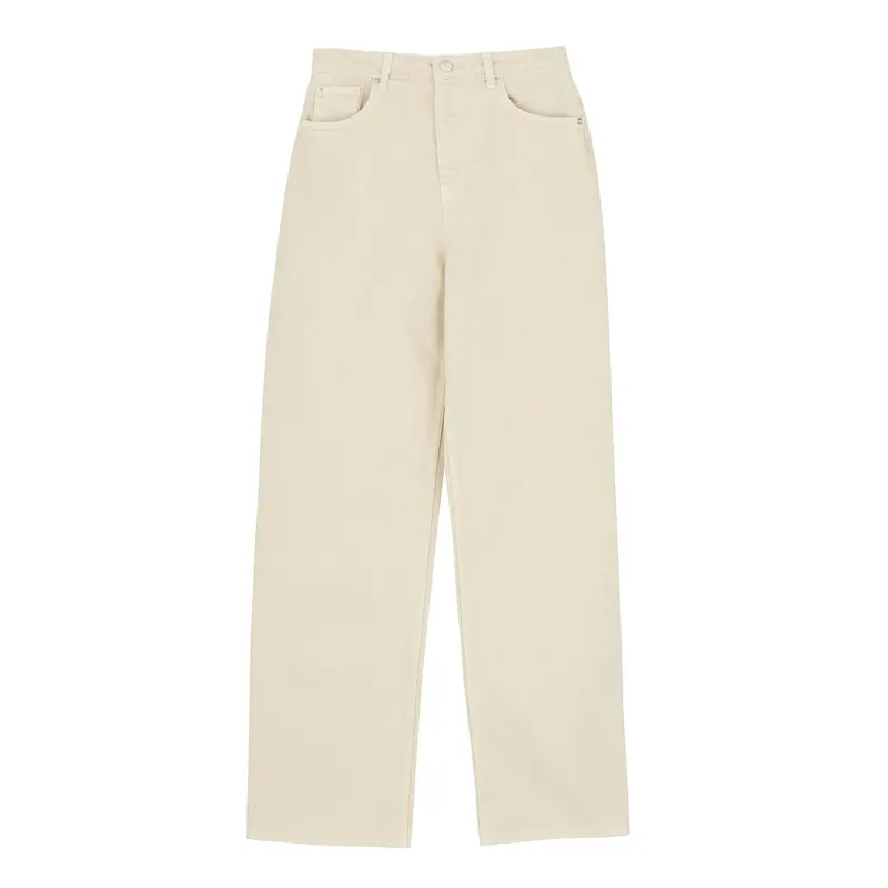 Maddy Beige Straight-Cut Jeans 1