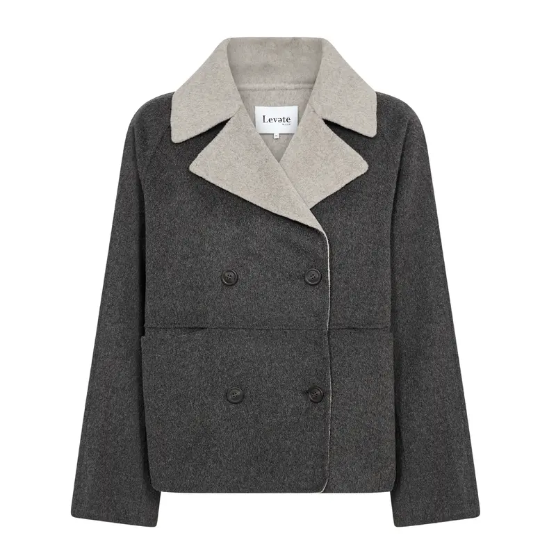 Maia 2 Double-Breasted Trench Coat In Dark Grey 1