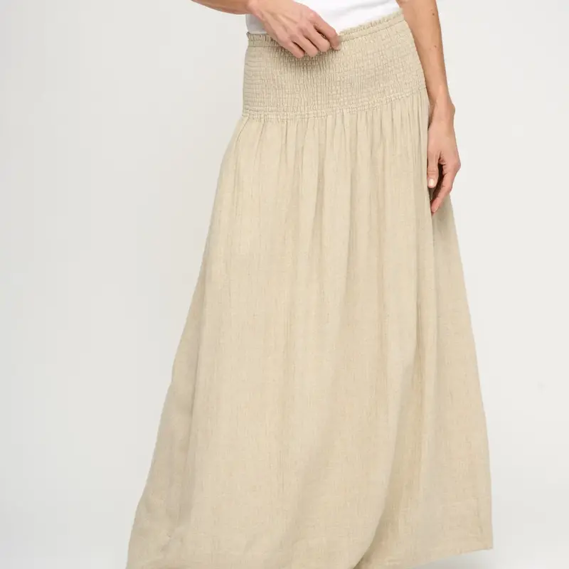 Malou Natural Linen Midi Skirt 1