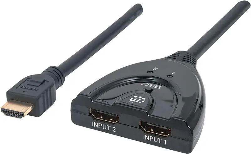 Manhattan 2-Port Hdmi Switch With Integrated Cable For Easy Source Selection 1