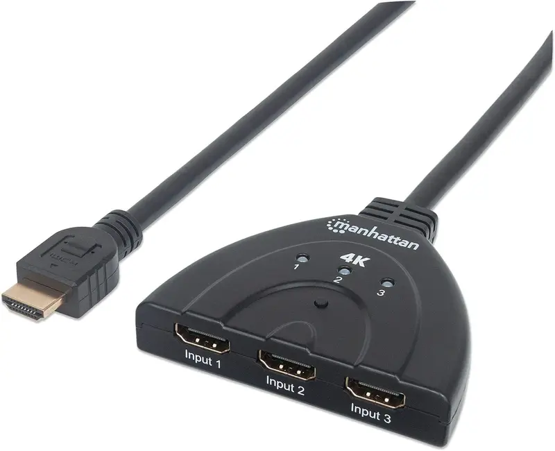 Manhattan 207874 3-Port Hdmi Switch – Supports 4K@60Hz Video And Audio Pass-Through 1