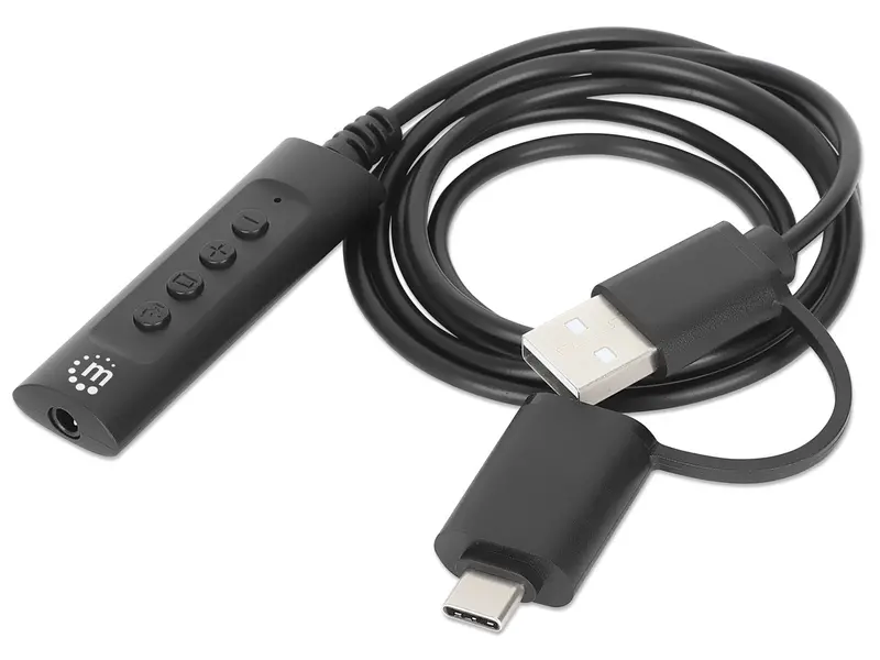 Manhattan Usb-C/Usb-A To 3.5Mm Stereo Audio Adapter – Compact 2-In-1 Converter 1