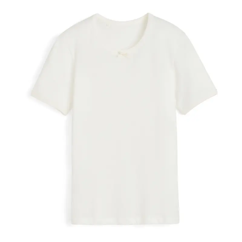 Messhu Short-Sleeve Crewneck Tee In Pure Ecru 1