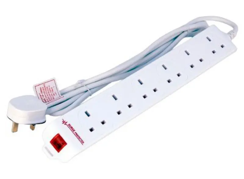 Microconnect 6-Outlet Uk Surge-Protected Power Strip With 2M Cable – White | Mc-Uksurgestrip6-2M 1