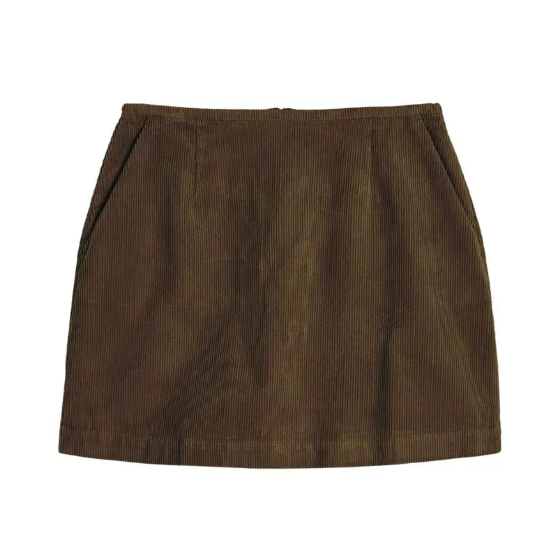 Mini Corduroy Skirt In Bark Brown 1