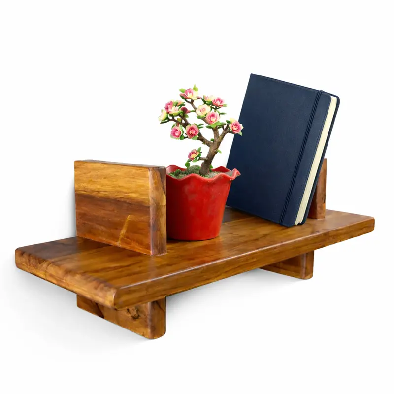 Minimalist Floating Wooden Ledge Shelf – Wall-Mounted Shelf For Plants, Books & Bath/Entryway Styling 1