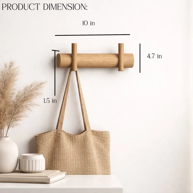 Minimalist Wooden Wall Hooks – Functional Coat Rack For Keys, Bags & Accessories In Entryways And Bedrooms 1