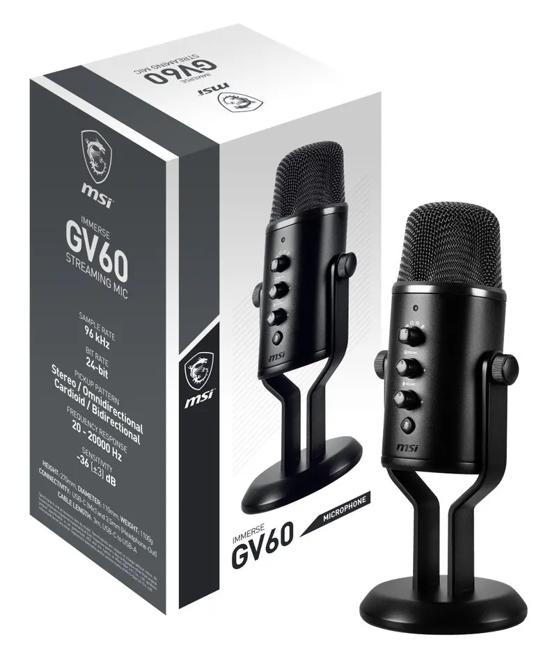 Msi Immerse Gv60 – Professional Usb-C & 3.5Mm Streaming Microphone 1