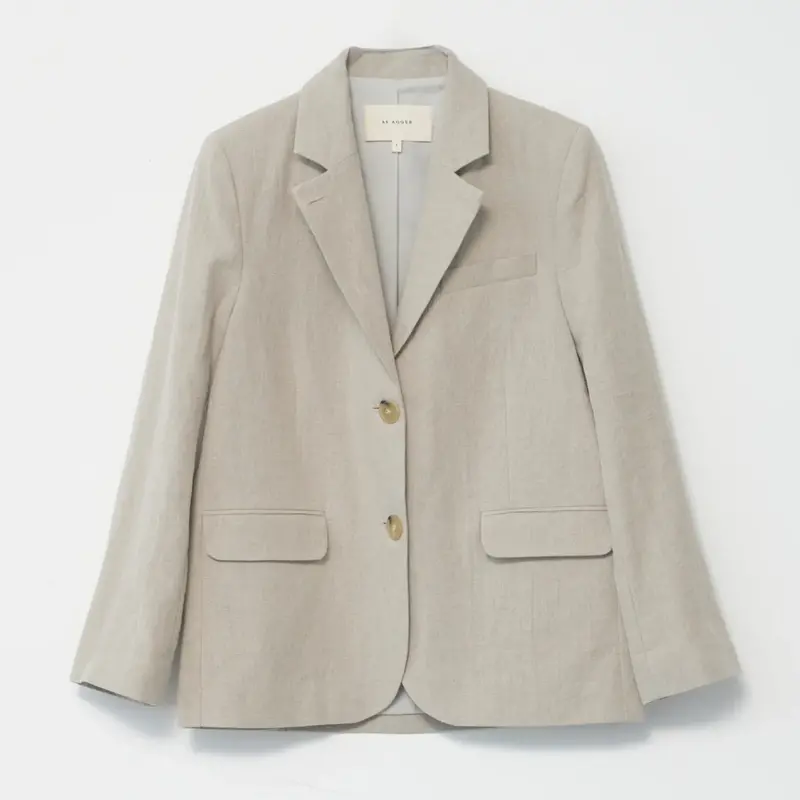 Natural Linen Straight-Cut Blazer 1