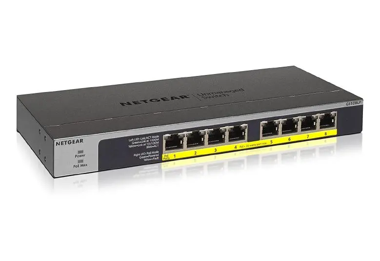Netgear Gs108Lp-100Eus: 8-Port Gigabit Poe+ Unmanaged Switch With Low-Power Efficiency (63W) 1