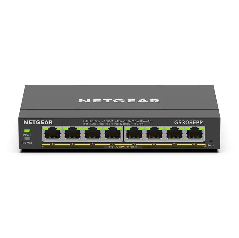 Netgear Gs308Epp-100Uks: 8-Port Gigabit Poe+ Switch With Extended 123W Power Delivery 1