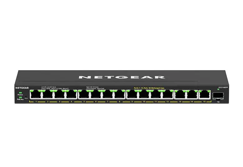 Netgear Gs316Epp-100Uks 16-Port High-Power Gigabit Poe+ Plus Switch With Sfp (231W) 1