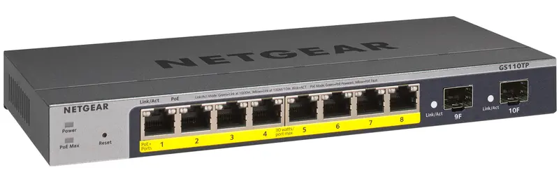 Netgear Prosafe Gs110Tpv3 8-Port Managed Gigabit Ethernet Switch With Poe+ 1