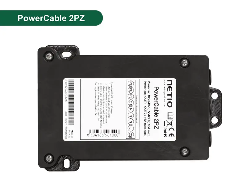 Netio Powercable 2Pz: Dual Smart Hardwired Power Outlets (16A Max Load) 1