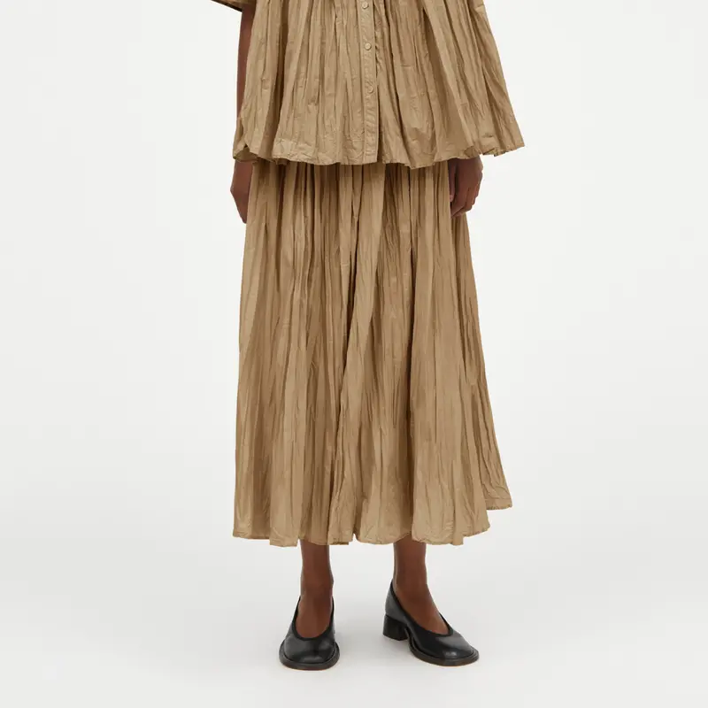 Niki Khaki Sheer Cotton Skirt 1
