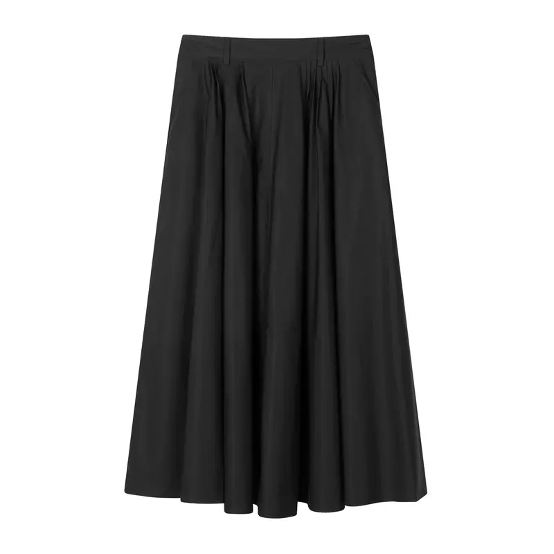 Novo Black Poplin A-Line Skirt 1