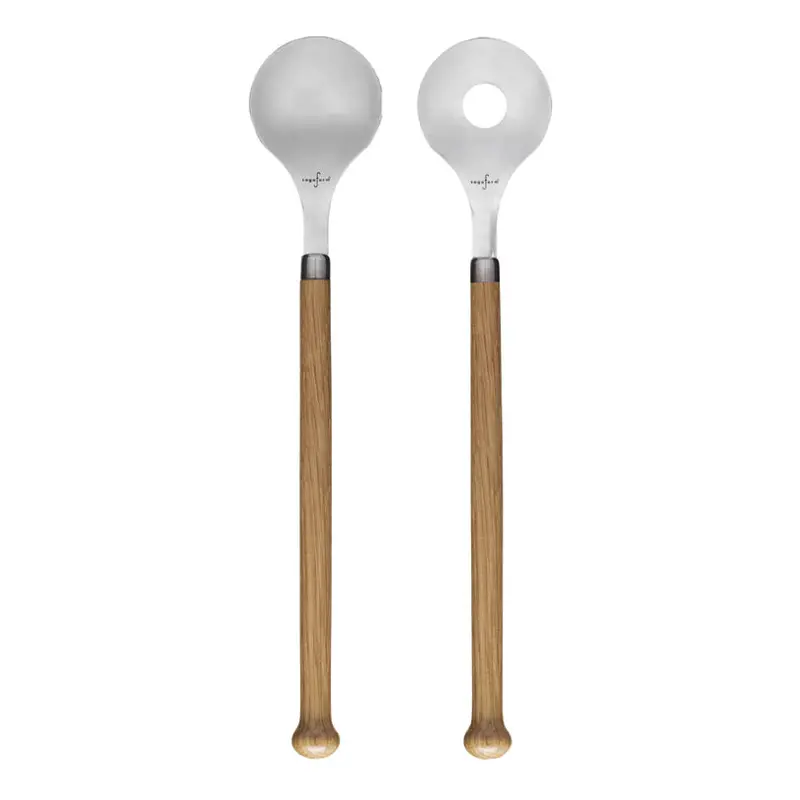 Oval Oak Salad Serving Forks – 6×31×2 Cm Dimensions 1