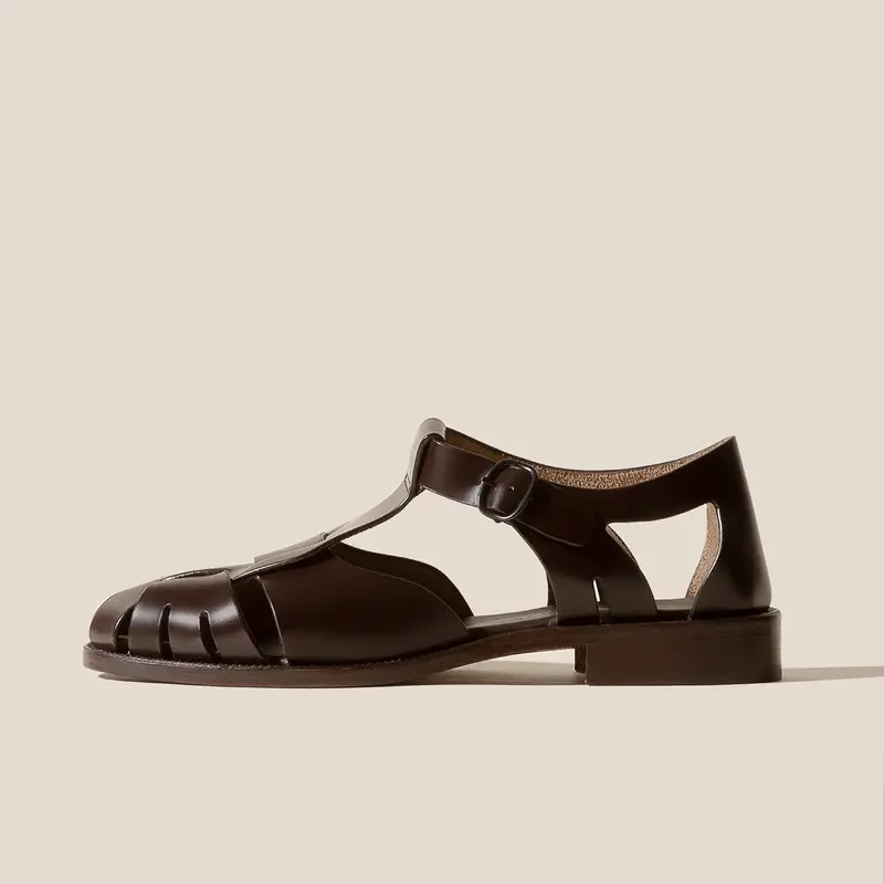 Pesca Dark Brown Leather Sandals 1