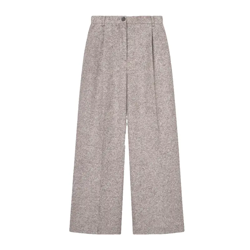 Pirka Knit Wool Trousers In Mink Melange 1