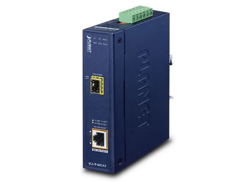 Planet Igup-805At Industrial Poe++ Media Converter: Single-Port 100/1000Base-X Sfp To 10/100/1000Base-T With 802.3Bt Support 1