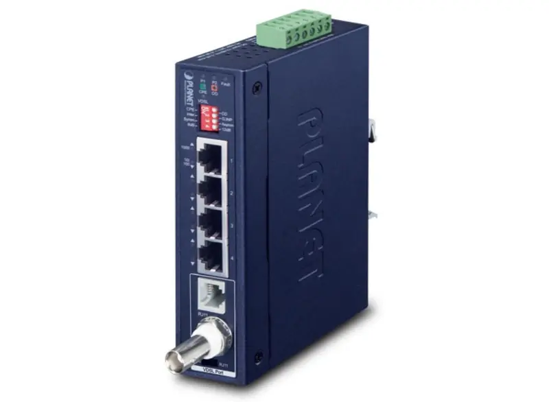 Planet Ivc-234Gt Industrial Ethernet Extender — 1-Bnc/Rj11 To 4-Port Gigabit Over Coax 1