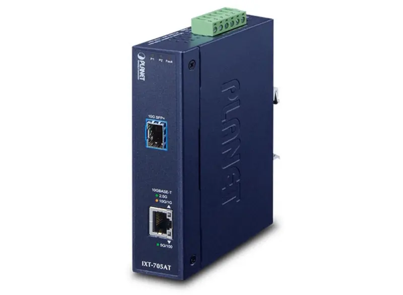 Planet Ixt-705At Industrial Media Converter — Multi-Speed Copper (100M–10G) To 10Gbase-X Sfp+ 1