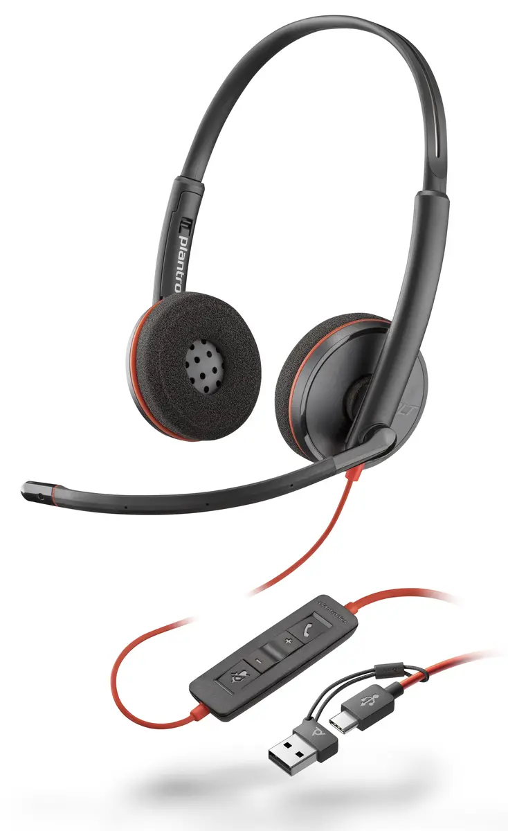 Poly Blackwire 3220 Usb-C Stereo Headset With Included Usb-C To Usb-A Adapter | 8X228Aa 1