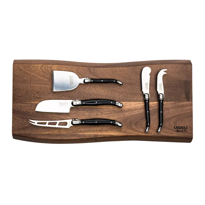 Premium Line Cheese Knife Set – 5-Piece With Acacia Wood Cutting Board, 5.5–9.5Cm Blades 1