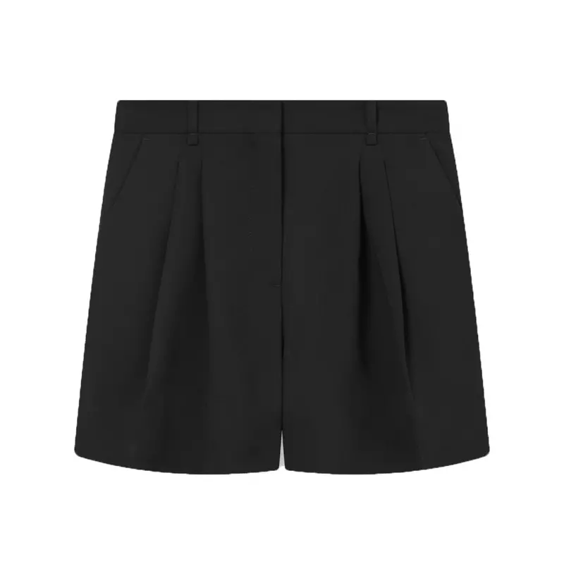 Prisk Crepe Georgette Shorts In Matte Black 1