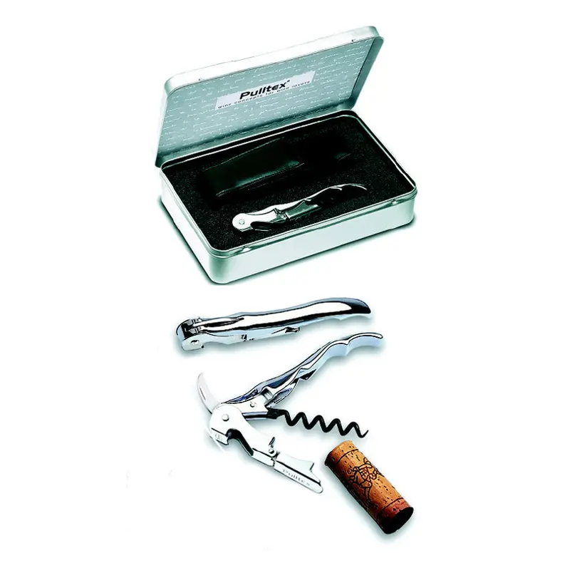 Pulltap’S Classic Set – Chrome-Finished Corkscrew With Black Leather Pouch, Gift Tin Packaging 1