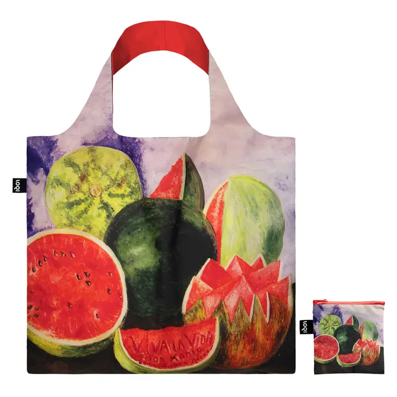 Recycled Art Tote Bag: "Frida Kahlo – Viva La Vida, Watermelons", 50X42/69 Cm 1