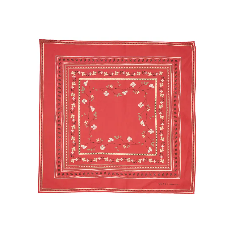 Red Floral Square Scarf (55X55 Cm) By Skall 1