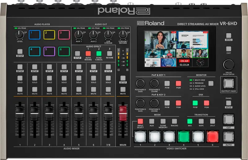 Roland Vr-6Hd Ultra-Compact Av Mixer With Built-In Streaming And Effects 1