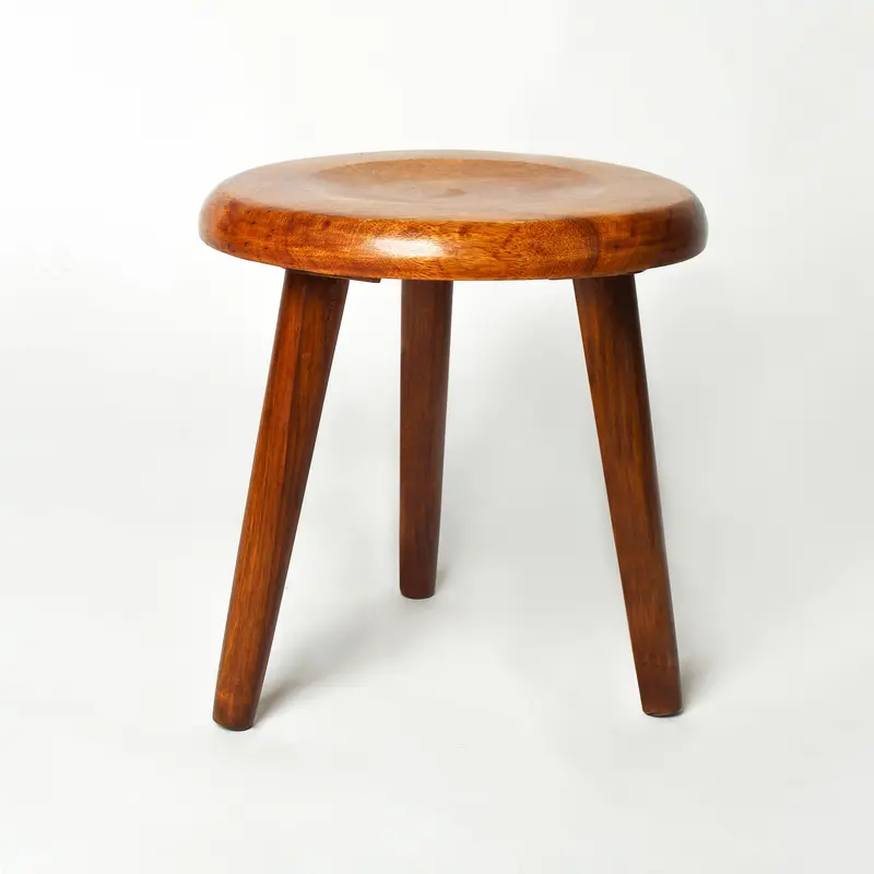 Round Handcrafted Wooden Stool | 13" Diameter Solid Wood Seating 1