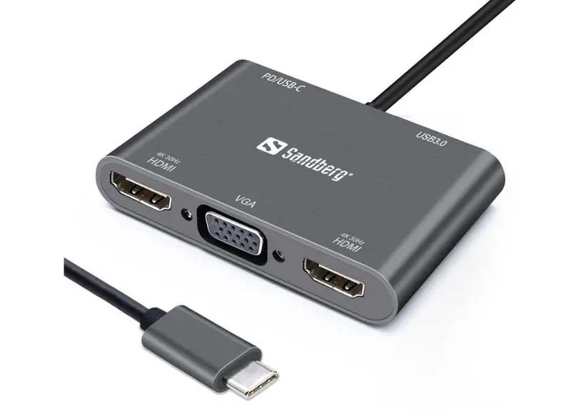 Sandberg Usb-C Dock With Dual Hdmi & Vga Outputs (136-35) 1
