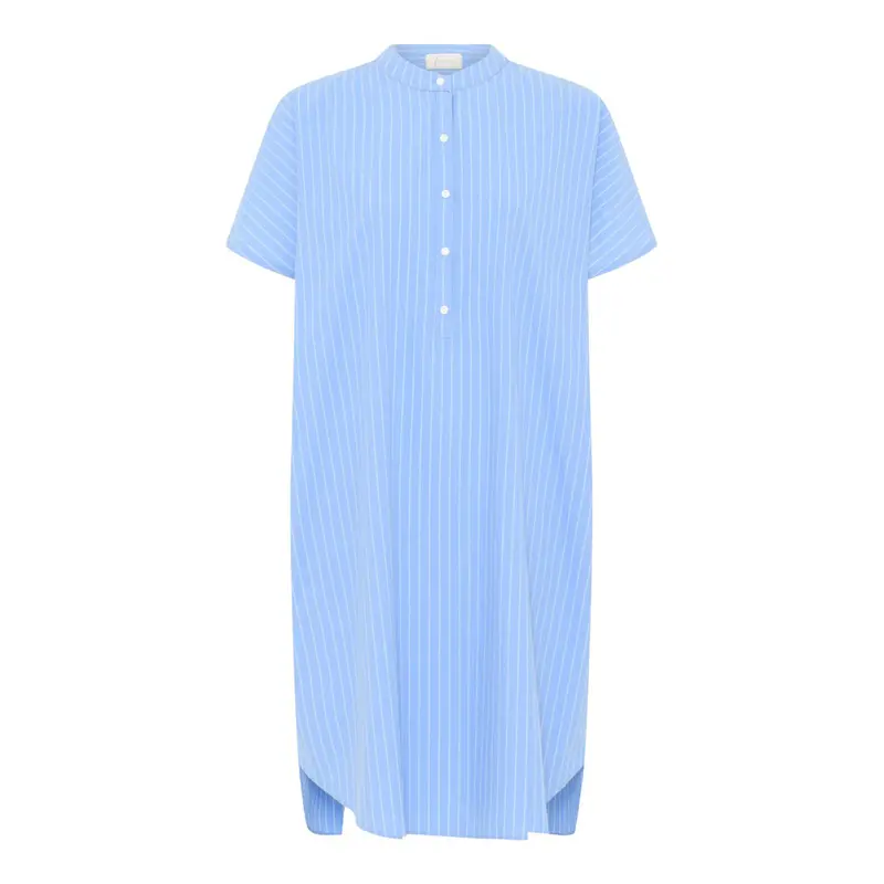 Seoul Short-Sleeve Shirt Dress In Hydrangea Stripe 1