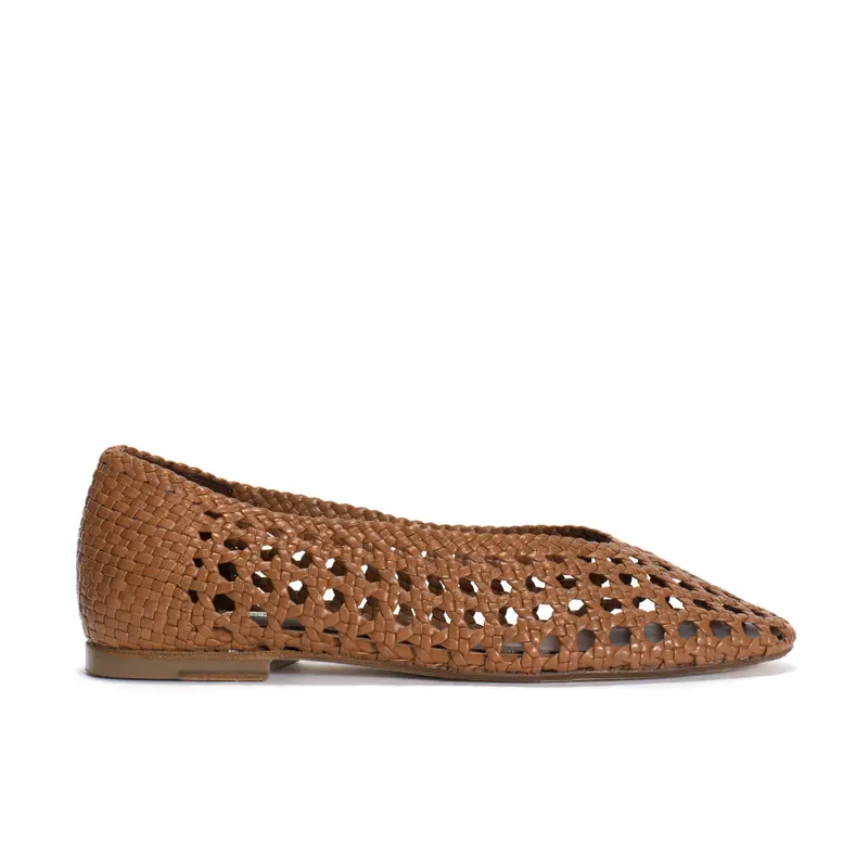 Sessi Hand-Braided Caramel Ballerina Flats 1