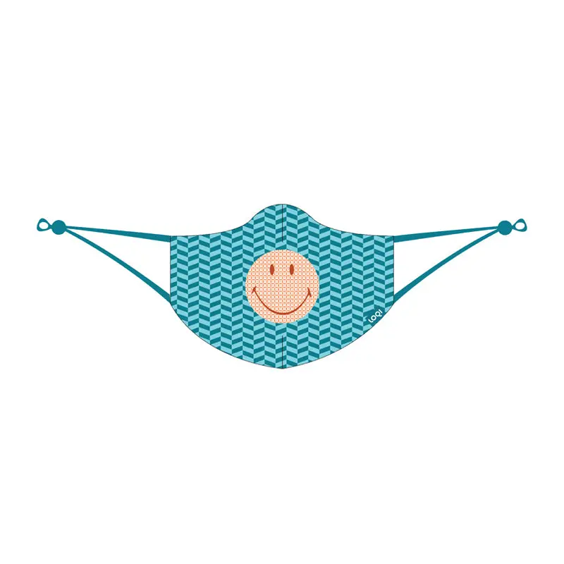 Smiley Geometric Blue Reusable Face Mask, 25X13.5 Cm 1