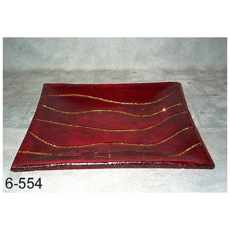 Square Burgundy Glass Fiber Serving Tray, 30 × 30 Cm 1